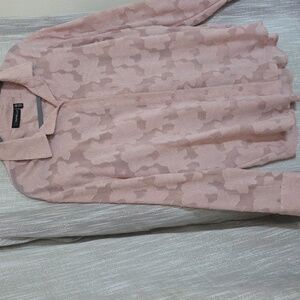 Rafaella Sheer Pink Textured Floral Blouse